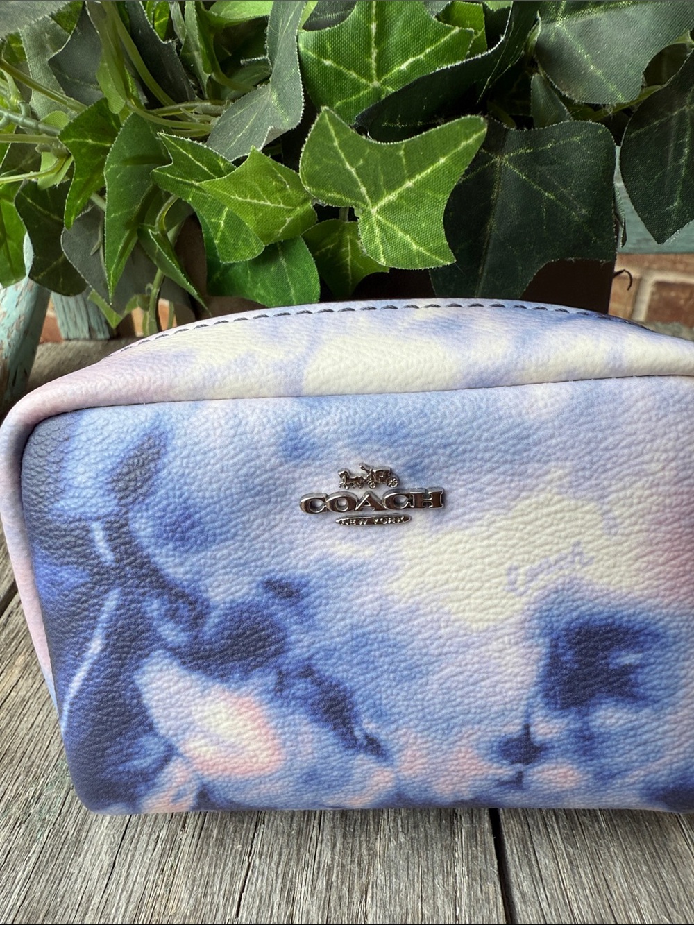 COACH Pastel Blue and Pink Tie-Dye Cosmetic Pouch - Picture 3 of 12